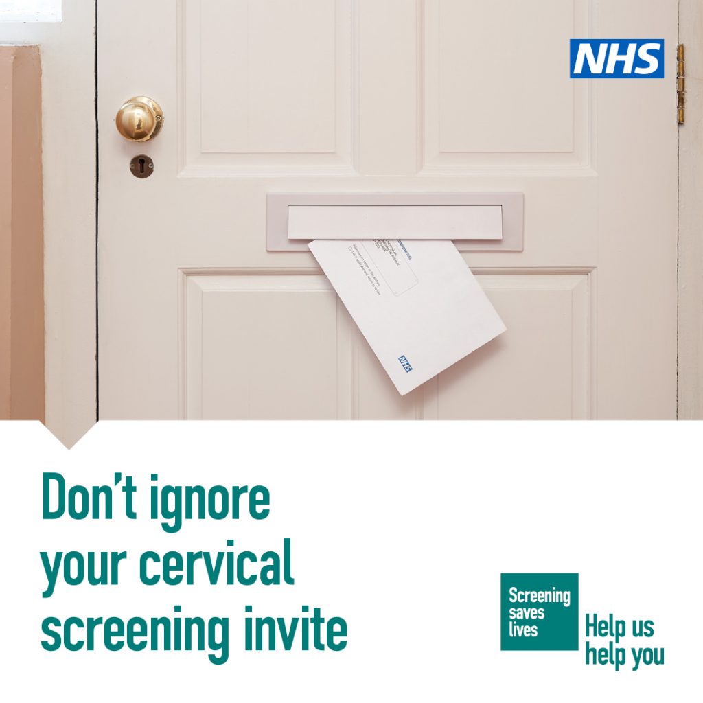 NHS Message - Dont ignore your cervical screening invite - Screening Saves Lives - Help Us Help You