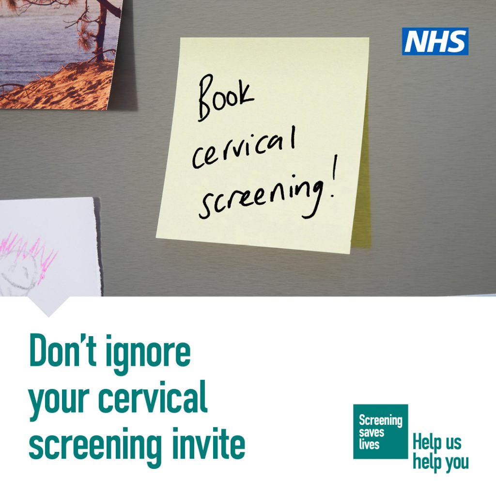 NHS Message - Dont ignore your cervical screening invite - Screening Saves Lives - Help Us Help You